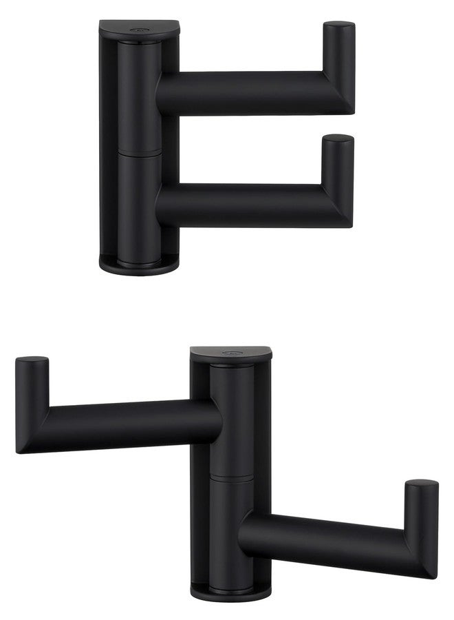 Angle Simple Swivel Towel Hook Matte Black 2 Pack, 304 Stainless Steel Double Robe Hook for Bathroom - Image 1