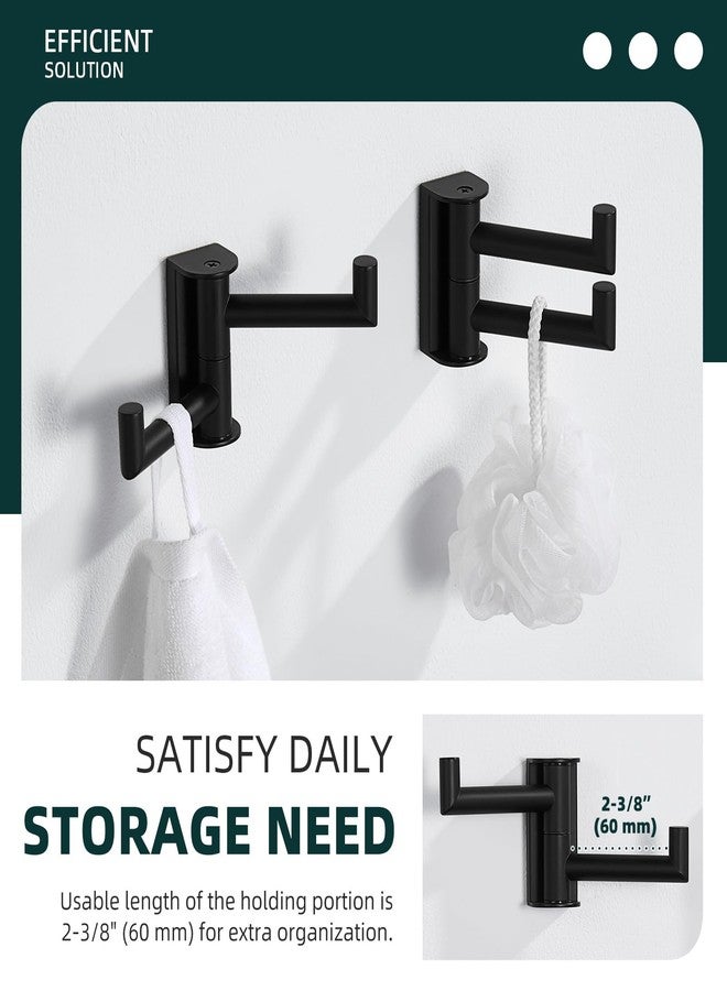 Angle Simple Swivel Towel Hook Matte Black 2 Pack, 304 Stainless Steel Double Robe Hook for Bathroom - Image 3