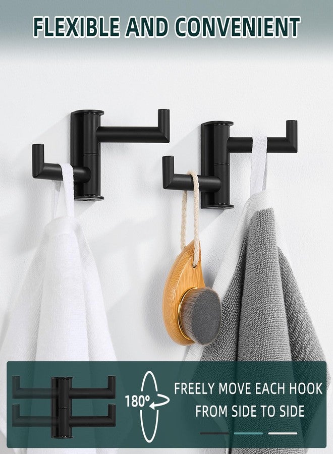 Angle Simple Swivel Towel Hook Matte Black 2 Pack, 304 Stainless Steel Double Robe Hook for Bathroom - Image 4