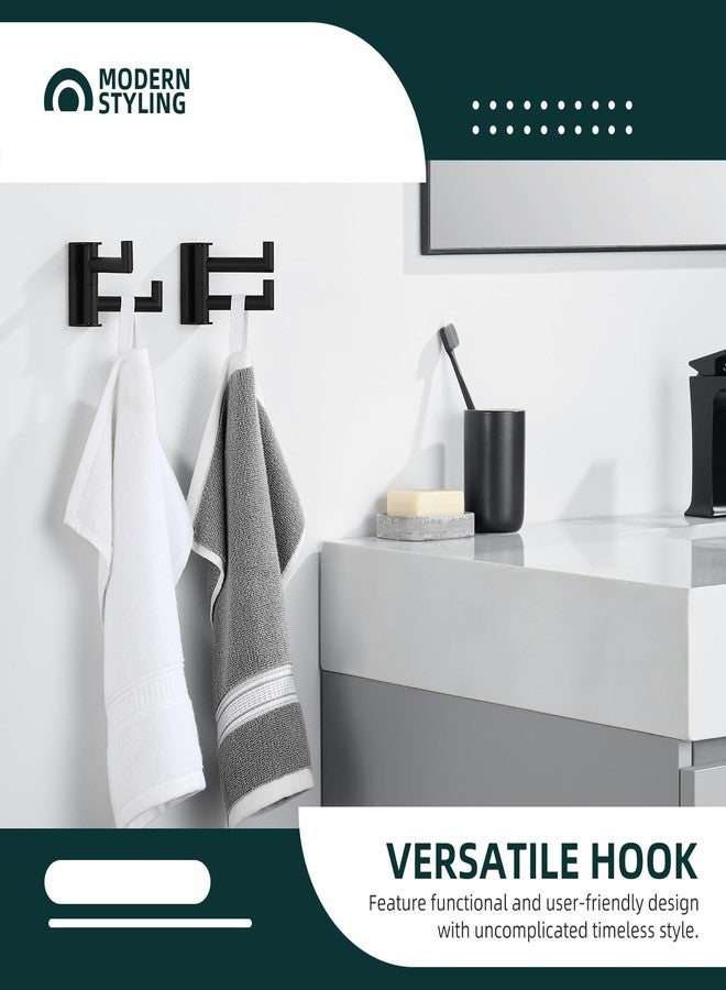 Angle Simple Swivel Towel Hook Matte Black 2 Pack, 304 Stainless Steel Double Robe Hook for Bathroom - Image 2