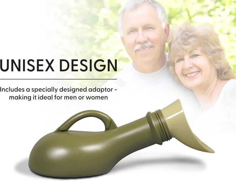 CUREPACK Leakproof Portable Urinal Toilet - 1.2L Urine Bottles Male Spill Proof - Urine Bottle with Female Urinal Attachment - Travel Urinal - Female Urine Bottle - Festival Essentials - Army Green - Image 2