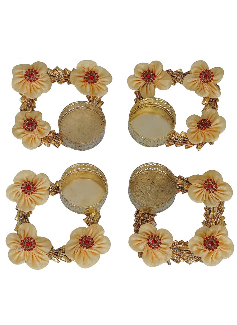 Webelkart Webelkart Premium Handmade Set of 4 Diwali tealight Candle Holder for Home and Pooja Room Decorations| Diwali diyas for Home Decoration (White)  - Image 2