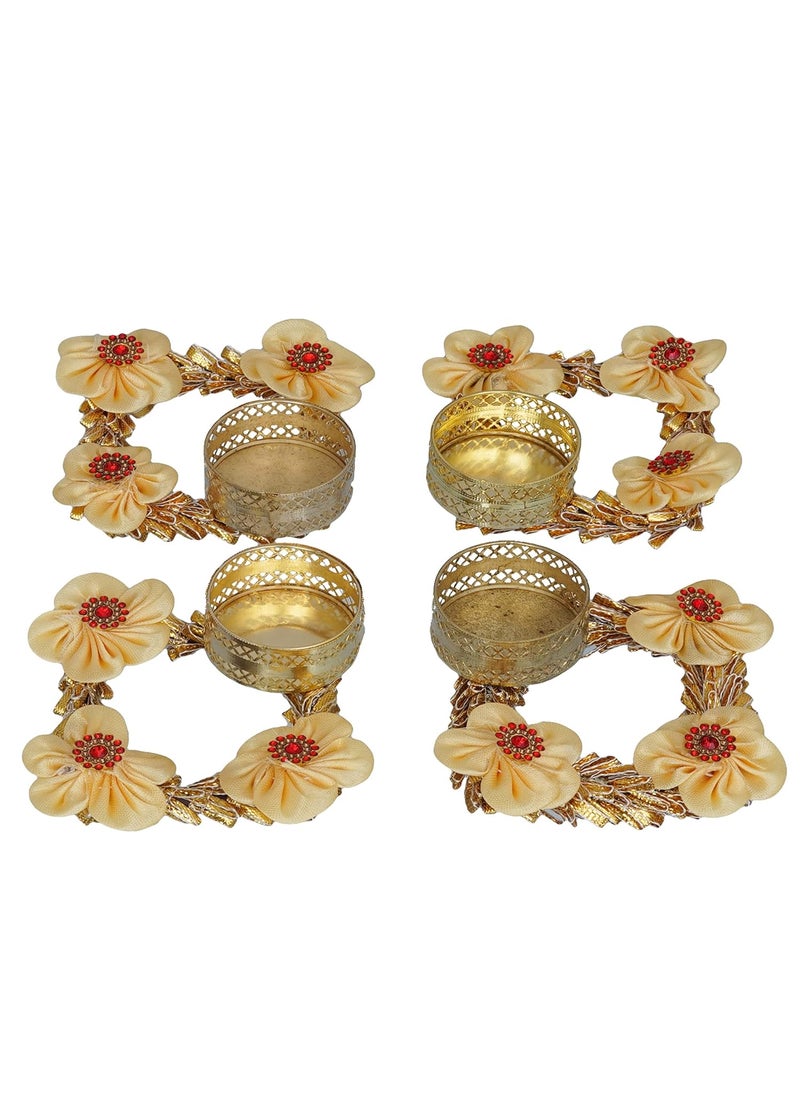 Webelkart Webelkart Premium Handmade Set of 4 Diwali tealight Candle Holder for Home and Pooja Room Decorations| Diwali diyas for Home Decoration (White)  - Image 3