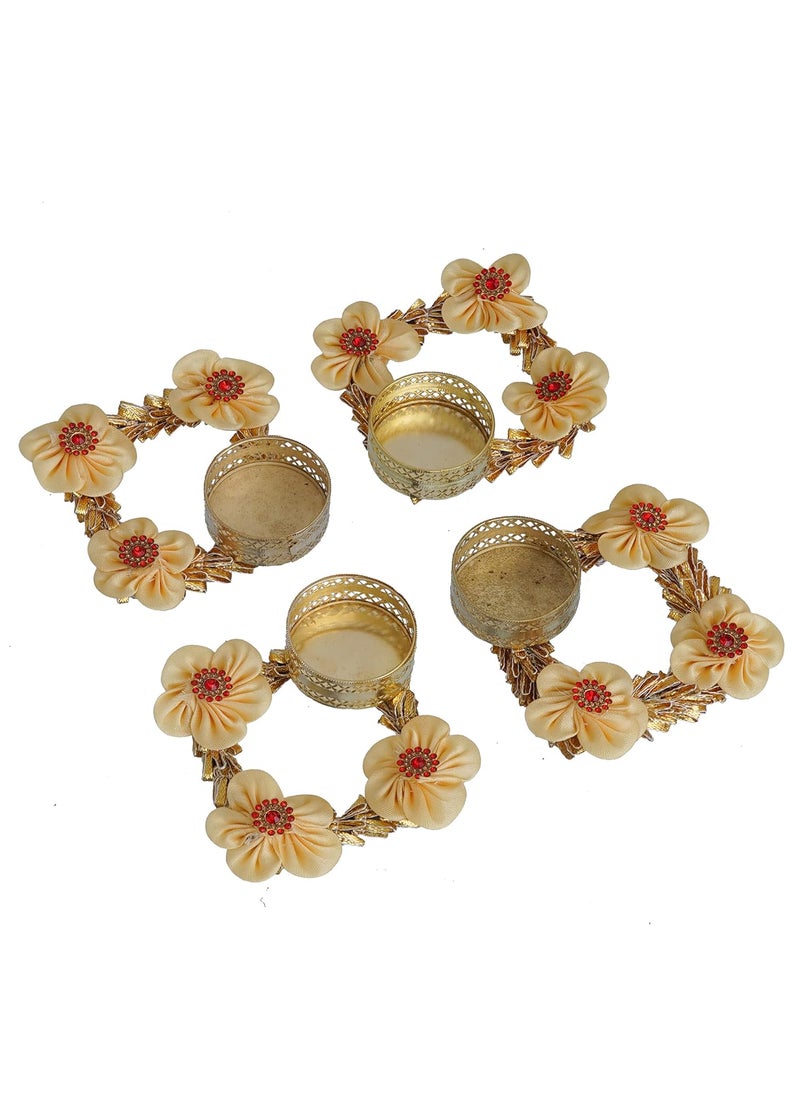 Webelkart Webelkart Premium Handmade Set of 4 Diwali tealight Candle Holder for Home and Pooja Room Decorations| Diwali diyas for Home Decoration (White)  - Image 4