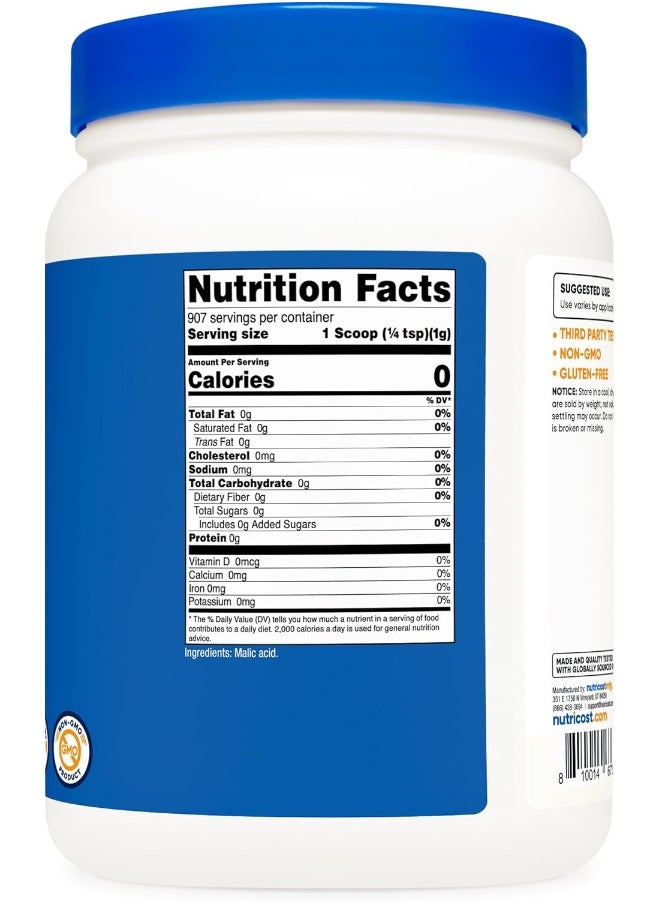 Nutricost - Malic Acid Powder 2 Lbs - Gluten Free, Non-Gmo - Image 1