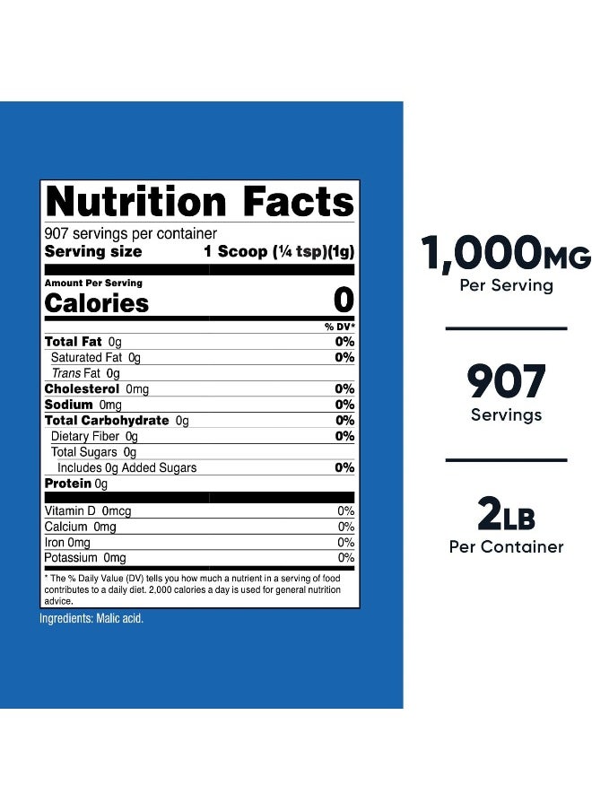 Nutricost - Malic Acid Powder 2 Lbs - Gluten Free, Non-Gmo - Image 1