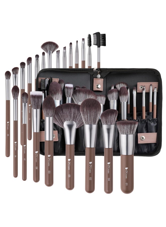 دي يو كير فرش مكياج DUcare احترافية مع حقيبة مكونة من 22 قطعة من فرش المكياج ، مجموعة فرش كابوكي الاصطناعية الممتازة لمزج كريم الأساس ، بودرة الخدود ، خافي العيوب ، ظلال العيون مع جراب - Image 1