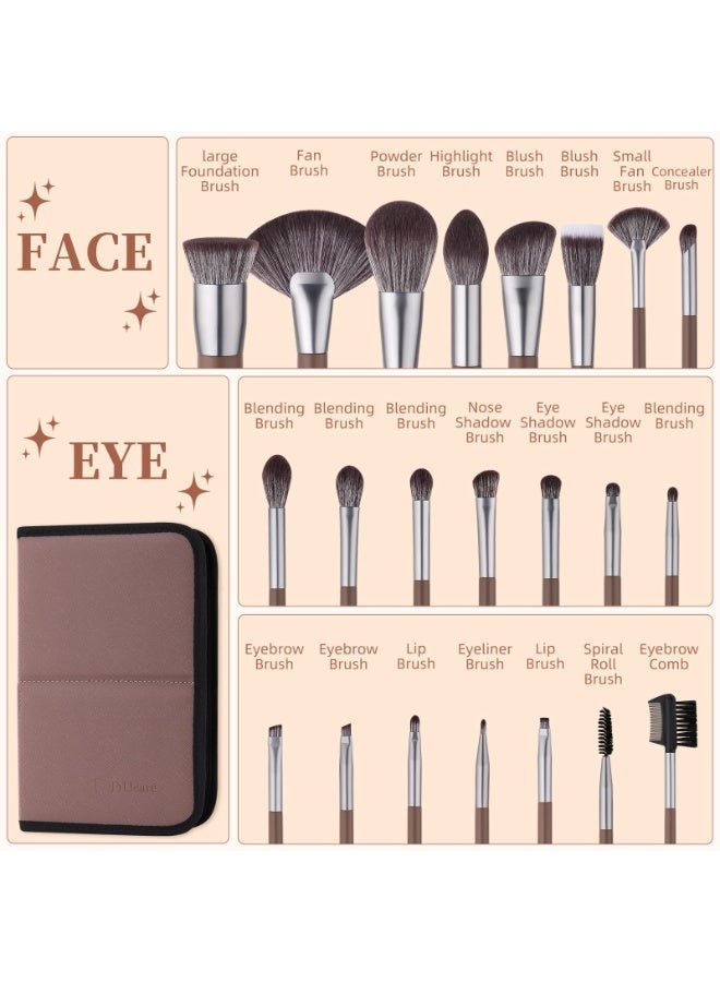 دي يو كير فرش مكياج DUcare احترافية مع حقيبة مكونة من 22 قطعة من فرش المكياج ، مجموعة فرش كابوكي الاصطناعية الممتازة لمزج كريم الأساس ، بودرة الخدود ، خافي العيوب ، ظلال العيون مع جراب - Image 2