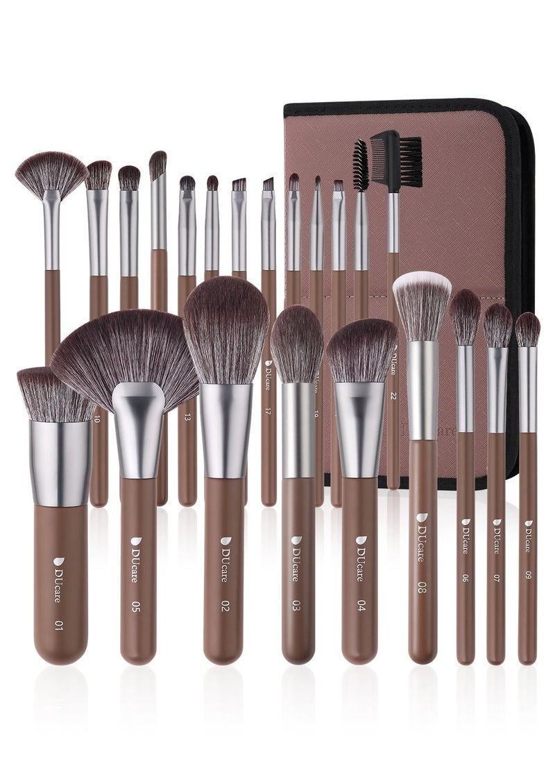 DUcare Makeup Brushes Professional with Bag 22Pcs Makeup Brush Set Premium Synthetic Kabuki Foundation Blending Brush Face Powder Blush Concealers Eye Shadows with Case  - Image 1