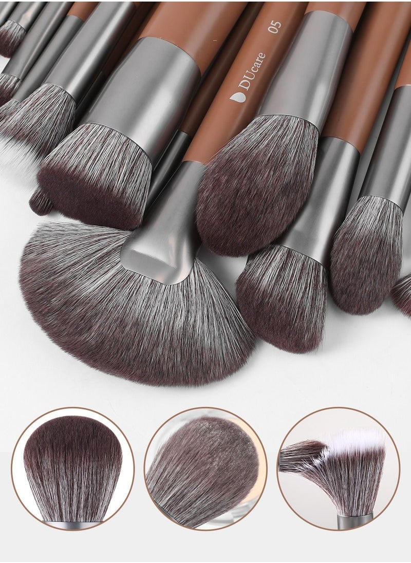 DUcare Makeup Brushes Professional with Bag 22Pcs Makeup Brush Set Premium Synthetic Kabuki Foundation Blending Brush Face Powder Blush Concealers Eye Shadows with Case  - Image 2