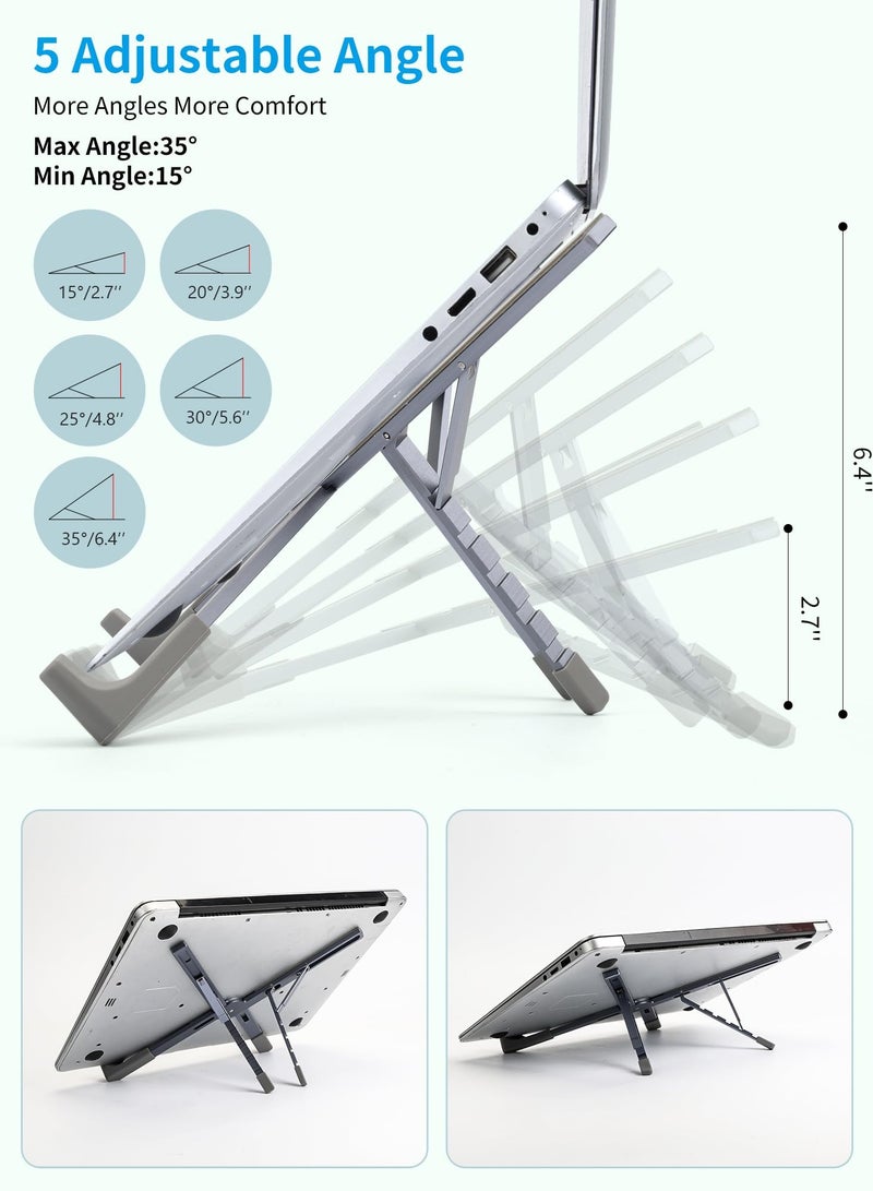 سيوسي حامل كمبيوتر محمول للمكتب، حامل كمبيوتر محمول قابل للتعديل، حامل كمبيوتر صغير بحجم 4.8 أونصة مع نوابض دعم تلقائية، حامل تبريد يناسب جميع أجهزة MacBook وأجهزة الكمبيوتر المحمولة - Image 5