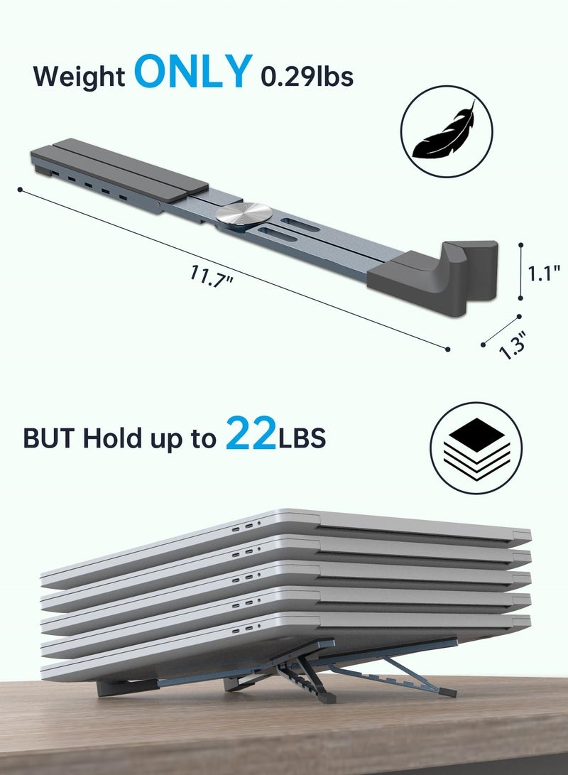 سيوسي حامل كمبيوتر محمول للمكتب، حامل كمبيوتر محمول قابل للتعديل، حامل كمبيوتر صغير بحجم 4.8 أونصة مع نوابض دعم تلقائية، حامل تبريد يناسب جميع أجهزة MacBook وأجهزة الكمبيوتر المحمولة - Image 3