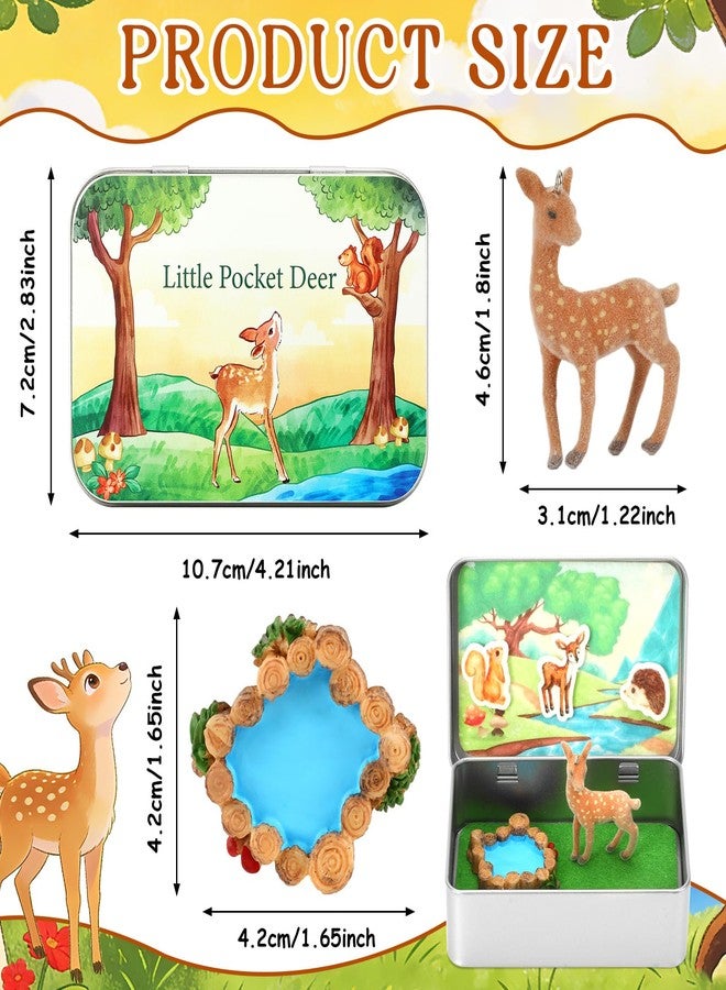 JULEASEL Little Pocket Deer, Mini Forest Scene in Tin Box, Deer Figurine, Cute Collectible Keepsake, Travel Buddy, Gift for Friends, Coworkers - Image 2