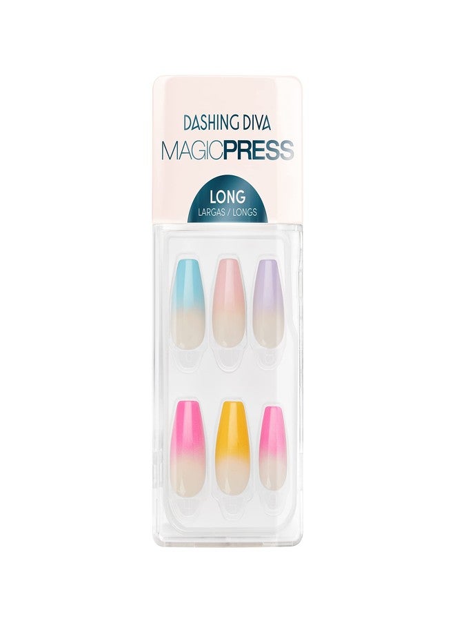 Dashing Diva Magic Press Nails - Happy Medium | Long, Coffin Shaped Press On Nails | Long Lasting Stick On Gel Nails | Lasts Up to 7 Days | Contains 30 Stick On Nails, 1 Prep Pad, 1 File - Image 1