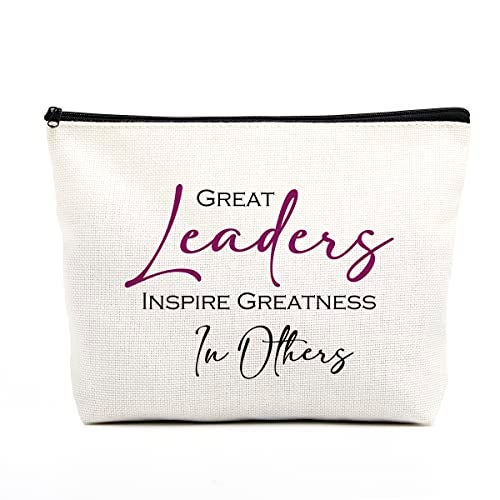 fkovcdy Boss Lady Gifts for Women Makeup Bag Boss Day Gifts Boss Gifts Employee Appreciation Gifts Thank You Gifts for Coworkers Mentor Leader Christmas Birthday Gift Great Leaders Inspire Greatness in Others - Image 1