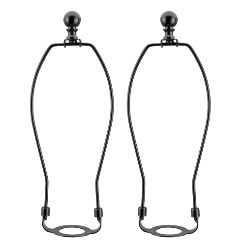 Aspen Creative 2004032A 9 Lamp Shade Harp Holder with E26 UNO Fitter Adapter Includes Solid Steel Bumped Cylinder Finial 9 Harp and E26 36mm UNO Fitter in Matte Black Finish 2 Pack - Image 1