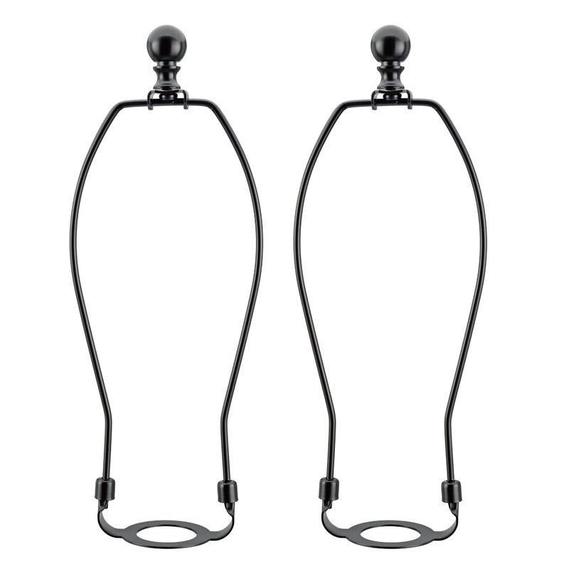 Aspen Creative 2004032A 9 Lamp Shade Harp Holder with E26 UNO Fitter Adapter Includes Solid Steel Bumped Cylinder Finial 9 Harp and E26 36mm UNO Fitter in Matte Black Finish 2 Pack - Image 2