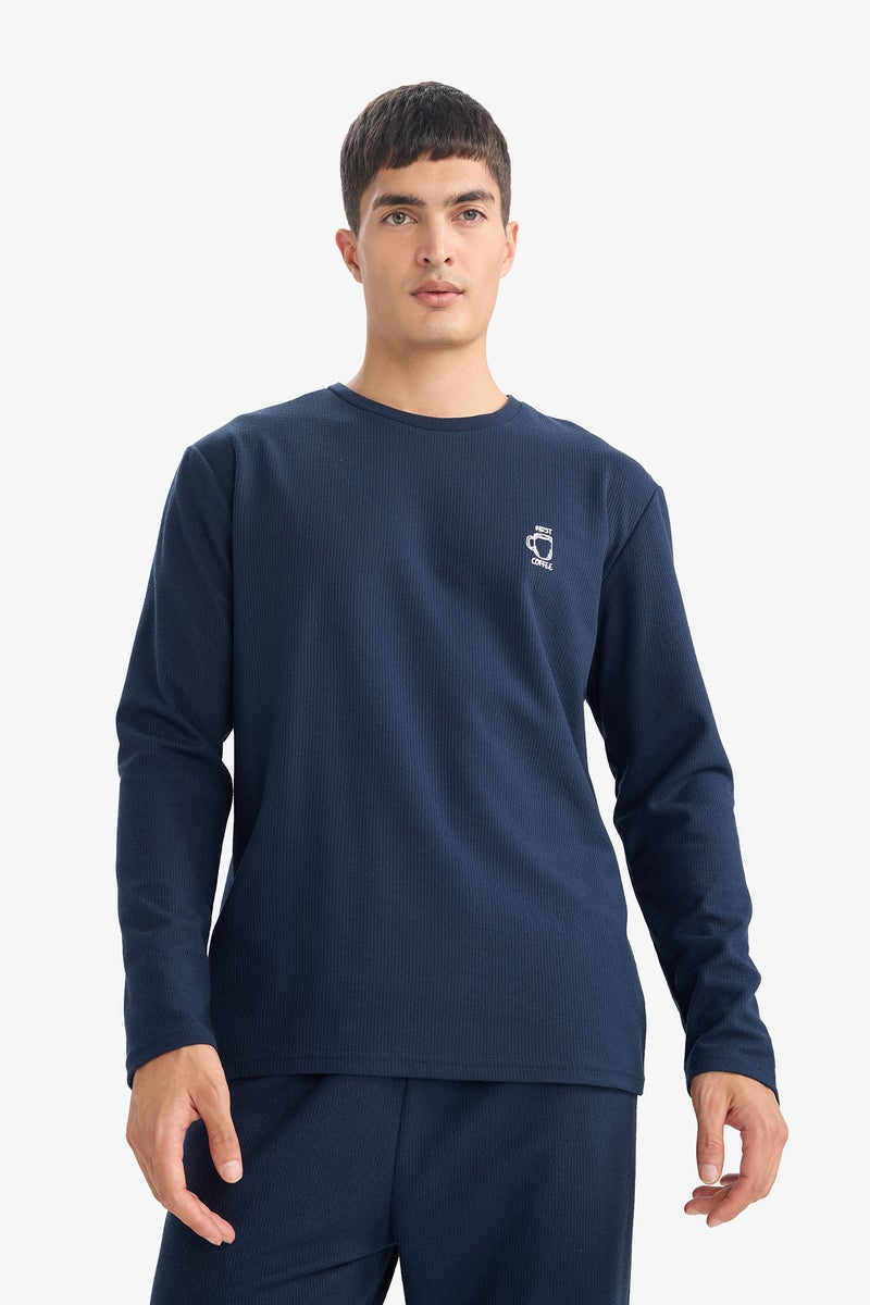 DeFacto Blue Man Bike Neck Regular Fit Long Sleeve Knitted Set Casual - Image 2