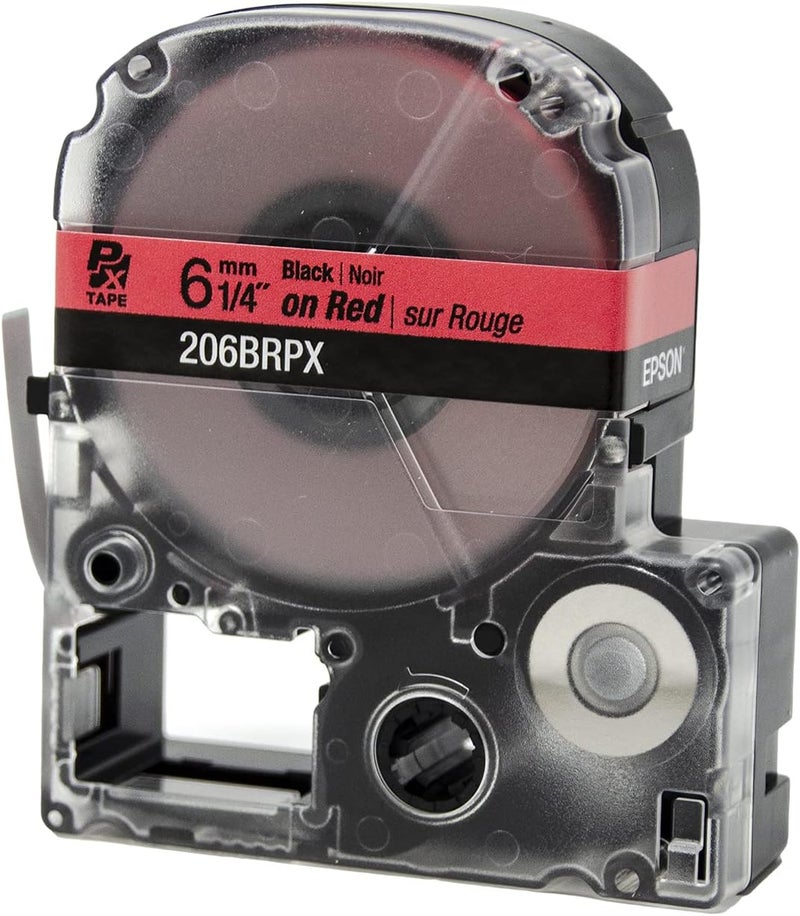 LABELWORKS Epson 206BRPX Genuine PET (Polyester) Tape Cartridge - Black on Red Label Maker Tape - 1/4" (6MM) Wide, 30' - Image 4
