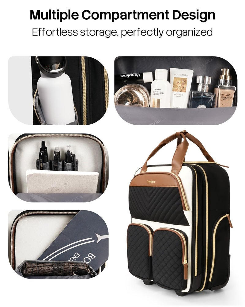 Arcoyard Underseat Carry-On Luggage with Wheels, Airline Approved Personal Item Rolling Bag, TSA-Friendly Travel Carry On with Multiple Compartments & Leather Handle, Beige Brown - Image 5