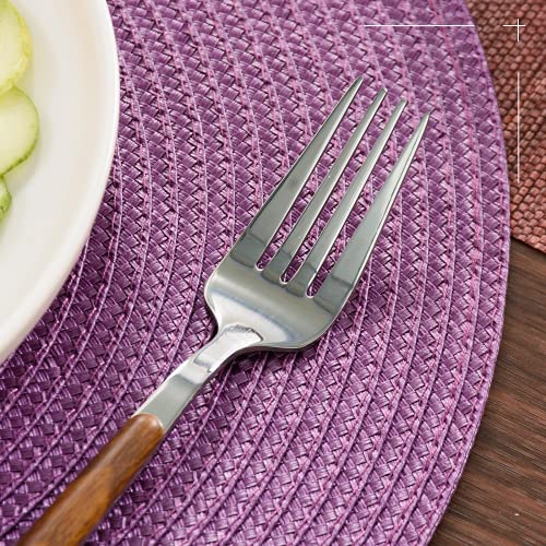 FunWheat Round Braided Placemats Set of 6 Table Mats for Dining Tables Woven Washable Non-Slip Place mats 15 inch(Purple, 6pcs) - Image 5