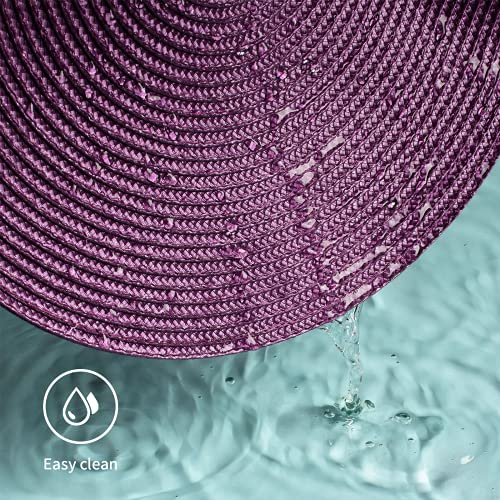 FunWheat Round Braided Placemats Set of 6 Table Mats for Dining Tables Woven Washable Non-Slip Place mats 15 inch(Purple, 6pcs) - Image 3