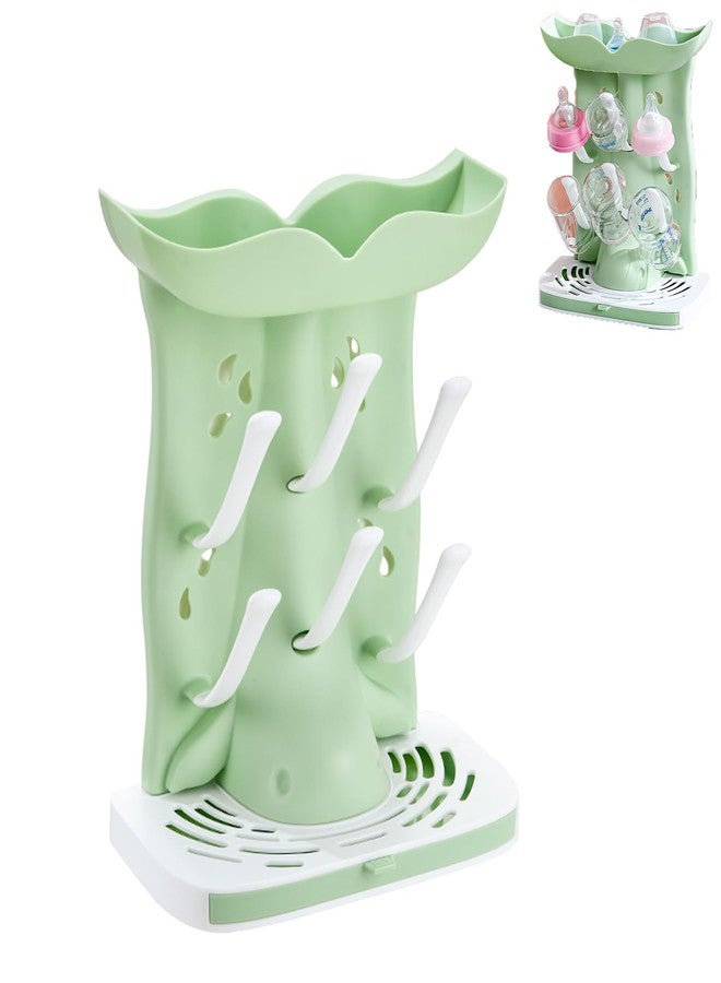 PandaEar Baby Bottle Drying Rack, Countertop Vertical Rack Detachable Travel Bottle Rack, Space Saving Standing Drying Rack for Baby Accessories Green - Image 1