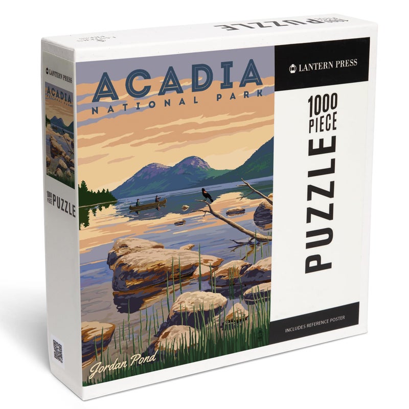 Lantern Press Acadia National Park Maine Jordan Pond Illustration 1000 Piece Jigsaw Puzzle for Adults Made in USA with Reference Poster - Image 3