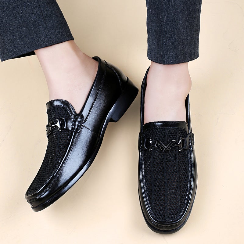 Thick-Soled Increased Black Flat Head British Style High-End Casual Low-Top Martin Leather Shoes Plus Size - Image 5