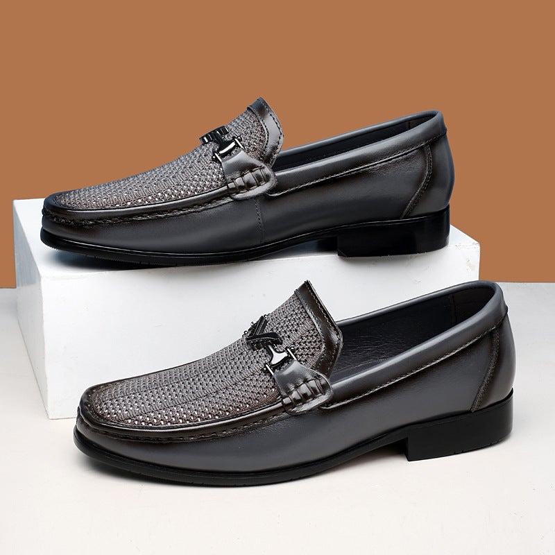 Thick-Soled Increased Black Flat Head British Style High-End Casual Low-Top Martin Leather Shoes Plus Size - Image 2