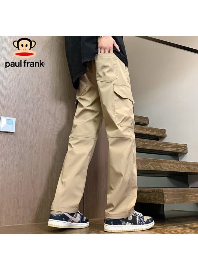 Paul Frank Cargo Pants, Men's Casual Trousers, Spring Straight-leg Pants, Men's Long Pants, Trendy Men's Trousers, Khaki Color, 3XL - Image 4