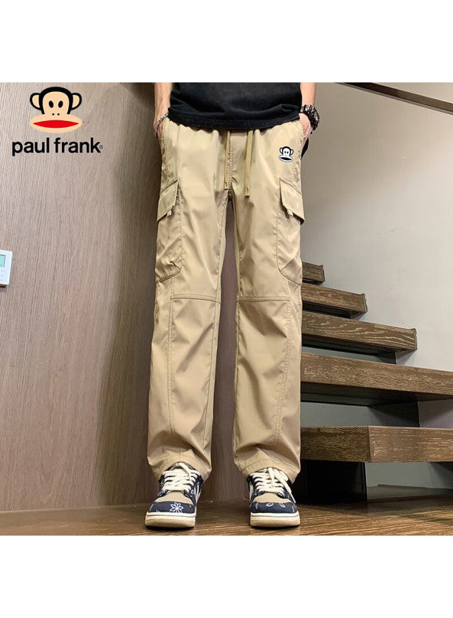 Paul Frank Cargo Pants, Men's Casual Trousers, Spring Straight-leg Pants, Men's Long Pants, Trendy Men's Trousers, Khaki Color, 3XL - Image 1