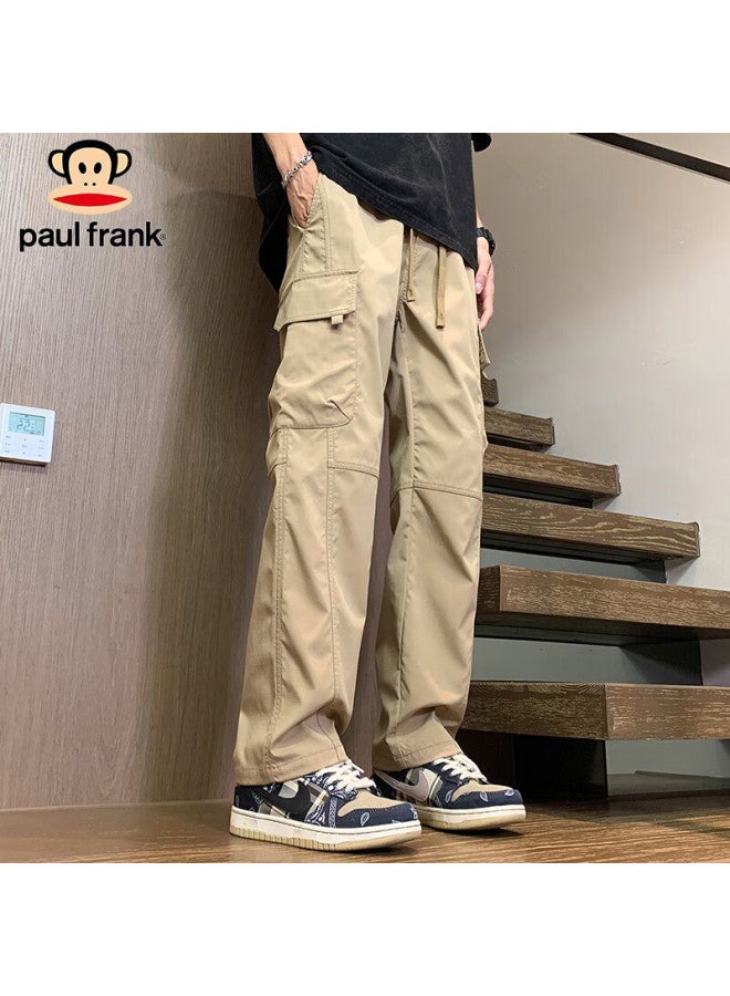 Paul Frank Cargo Pants, Men's Casual Trousers, Spring Straight-leg Pants, Men's Long Pants, Trendy Men's Trousers, Khaki Color, 3XL - Image 3