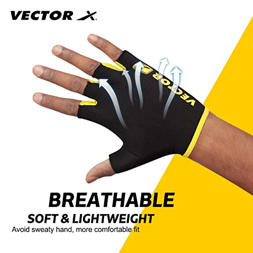 Vector X Unisex Workout Fingerless Weight Lifting Gloves for Men and Women Excellent Grip for Weightlifting, Cycling, Exercise, Training, Pull ups, Fitness, Climbing and Rowing - Image 3