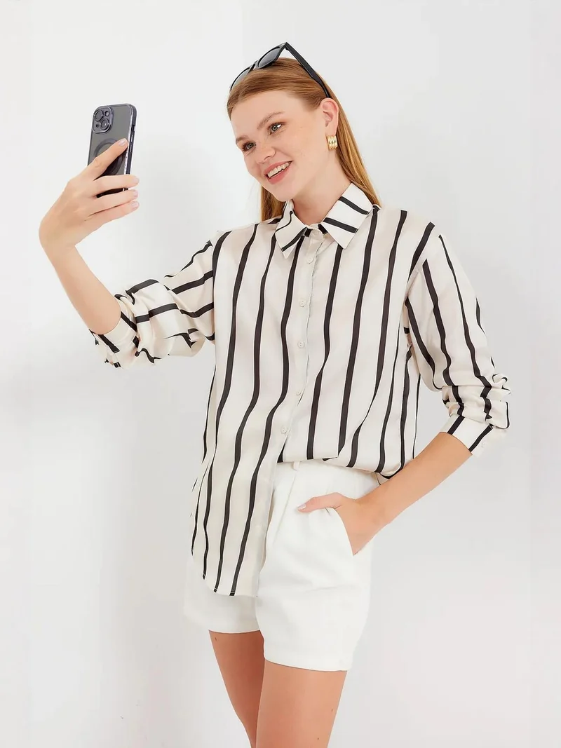 BIG DART BDART Satin Long Sleeve Button Up Shirt