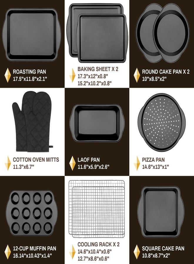 Gymdin 13 PCS Nonstick Bakeware Set - Carbon Steel Baking Pans Set with Dual Handles, Includes Roasting Pan, Pizza Pan, Cookie Sheet, Cake Pans, Muffin Pans, Cooling Rack, Oven Mitts, Non-Toxic - Image 3