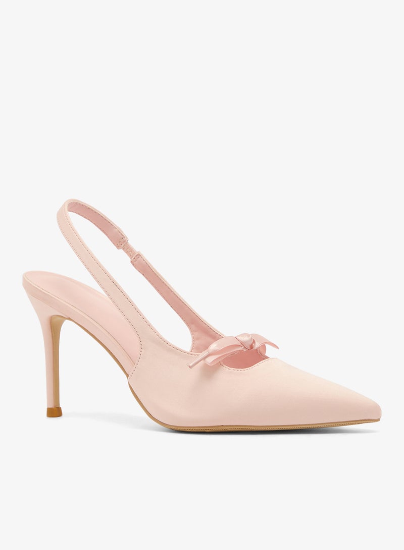 ELLA Mid Heel Stiletto Pumps With Bow Detail - Image 2