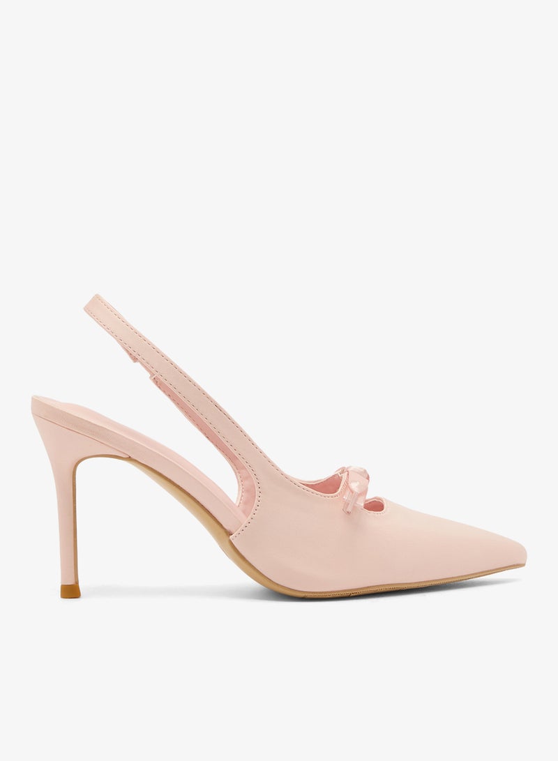 ELLA Mid Heel Stiletto Pumps With Bow Detail - Image 1