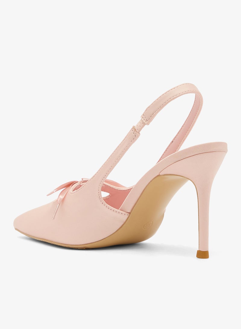 ELLA Mid Heel Stiletto Pumps With Bow Detail - Image 3