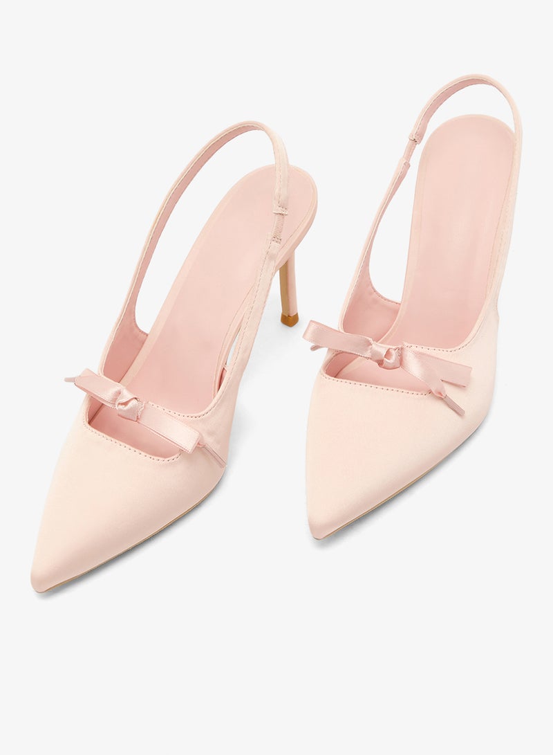 ELLA Mid Heel Stiletto Pumps With Bow Detail - Image 4