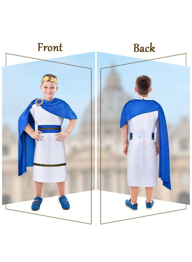 SANMUGEED Kids Roman Emperor Costume, Child Roman Toga Fancy Dress with King Headpiece, Shawl, and Belt, Ancient Greek Outfit for Book Week, Cosplay, Masquerade, and Halloween - Image 5