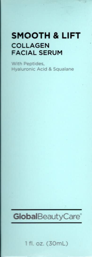 Global Beauty Care Smooth  Lift Collagen Facial Serum with Peptides Hyaluronic Acid  Squalane 1fl oz 30ml