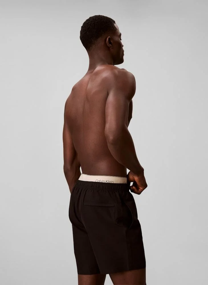 كالفن كلاين Double Logo Waistband Swim Shorts
