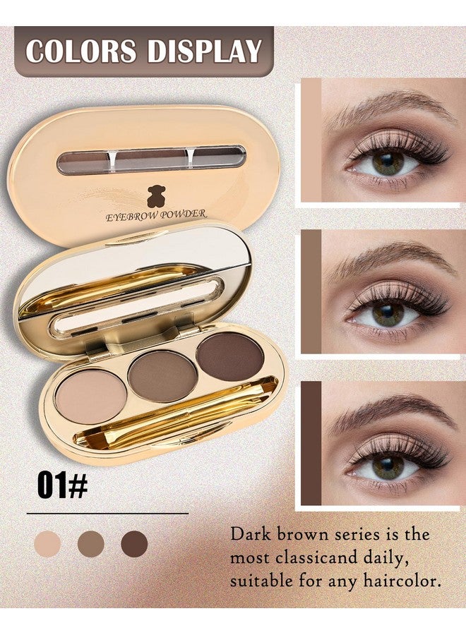 ليسديفيو مجموعة بودرة الحواجب - 3 ألوان بودرة تلوين الحواجب طويلة الأمد مقاومة للماء، ظلال عيون رمادية داكنة فاتحة، هدية مكياج عيد الشكر للنساء، مع فرشاة حواجب مرآة - مجموعة 01 - Image 2