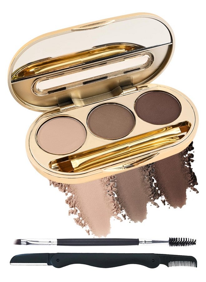 ليسديفيو مجموعة بودرة الحواجب - 3 ألوان بودرة تلوين الحواجب طويلة الأمد مقاومة للماء، ظلال عيون رمادية داكنة فاتحة، هدية مكياج عيد الشكر للنساء، مع فرشاة حواجب مرآة - مجموعة 01 - Image 1