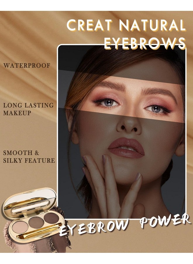 ليسديفيو مجموعة بودرة الحواجب - 3 ألوان بودرة تلوين الحواجب طويلة الأمد مقاومة للماء، ظلال عيون رمادية داكنة فاتحة، هدية مكياج عيد الشكر للنساء، مع فرشاة حواجب مرآة - مجموعة 01 - Image 3