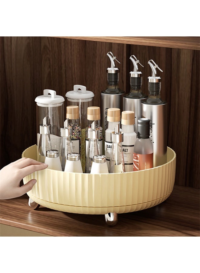 HOMESTAR Lazy Turntable Organizer, 360°Rotating Makeup Organizer with Thickened Guardrail, Round Spinning Organization for Pantry, Fridge, Countertop, Yellow - Image 3