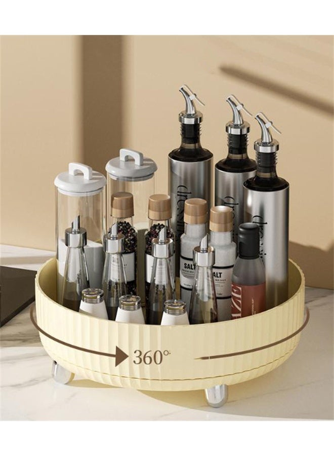 HOMESTAR Lazy Turntable Organizer, 360°Rotating Makeup Organizer with Thickened Guardrail, Round Spinning Organization for Pantry, Fridge, Countertop, Yellow - Image 2