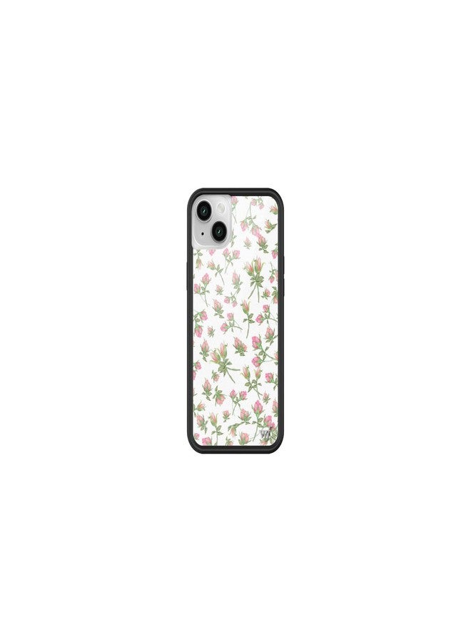 Wildflower Cases - Compatible with Apple iPhone 13/14 | Protective Black Bumper, 4ft Drop Test Certified, Women Owned Small Business | Pink Posie Rosie - White Floral Cute Aesthetic Trendy - Image 1