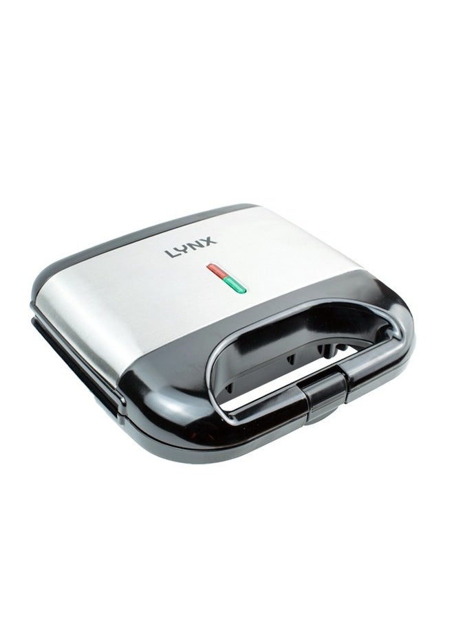 lynx Lynx Sandwich Maker with Non-Stick Surface, 800W, Thermostatic Control, Two Indicator Lights, Compact Design, Ideal for Grilled Sandwiches, Desserts, Easy to Clean, Black/Silver - LY_SM_4020  - Image 1
